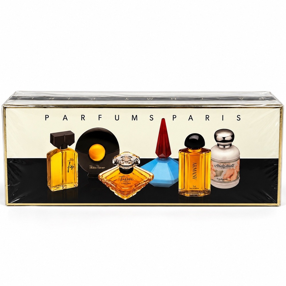 Parfums Paris 6 Piece Miniature Fragrance Gift Set Lancome Armani Picasso NIB